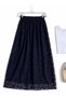 Flocked Printed Tulle Skirt - Navy Blue - 2