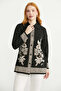 Motifed Thick Wool Knitwear Jacket - Black - 4