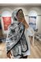 Florenza Cotton Textured Floral Patterned Soft Shawl – Black - 4