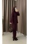 Pants Suit with Stitching Detail - Plum - 5