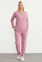 Piping Detailed Buttoned Pajama Set - Rose - 4