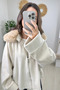Stone Color Fur Collar Cashmere Coat - 9660 - 2