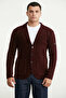 Shawl Collar Pocketed Knitwear Jacket - Burgundy - 2