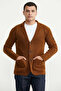 Shawl Collar Pocketed Knitwear Jacket - Mustard