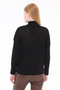 Black Women's 100% Cotton Openwork Ribbed Knit Turtleneck Sweater Trist-6173 - 4