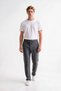 Men's Jogger Striped Trousers with Zipper and Button Back Pockets Regular Fit