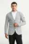 Shawl Collar Pocketed Knitwear Jacket - Light Gray - 3