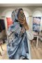 Florenza Cotton Textured Floral Patterned Soft Shawl – Indigo - 6