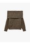 Regular Fit Long Sleeve Patterned Open Shoulder Knitwear Sweater - 7