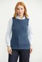 Wool Round Neck Knit Sweater - Indigo