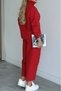Red Color Standing Collar Shirt and Pants Set Per51460 - 5