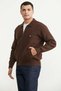 Shirt Collar Zippered Wool Knitwear Coat - Brown - Mink - 4