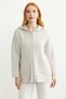 Hooded Comfortable Fit Wool Knitwear Jacket - Stone - 2