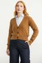V-Neck Buttoned Hair Braided Knitwear Cardigan - Camel - 3