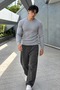 Men's Crew Neck Long Sleeve Gray Sweater - 5