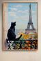 Paris View from the Balcony Black Cat in the Viewing Box Framed Painting Cat Poster Modern Wall Decor Kedi29 - 2