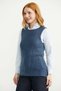 Wool Round Neck Knit Sweater - Indigo - 5