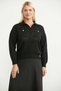 Polo Collar Pocket Cotton Knit Sweater - Black