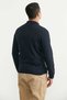 Polo Collar Basic Cotton Knit Sweater - Navy Blue - 5