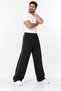 Men's Black Side-Piped Winter Baggy Ribbed Sweatpants with Zipper Pockets - 2