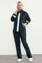 Scuba Fabric Tunic Tracksuit Set - Navy Blue - 2