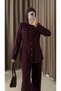 Pants Suit with Stitching Detail - Plum - 3
