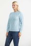Crew Neck Motif Knit Sweater - Blue - 2