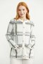 Block Patterned Buttoned Knitwear Jacket - Bone - 2