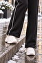 Women's Black Stoppered Leggings with Side Piping and 3 Thread Baggy Sweatpants - 5
