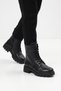 Black Genuine Leather Lace-Up Fur Lined Cold Resistant Zippered Women's Boots 9309