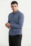Polo Collar Basic Cotton Knit Sweater - Indigo - 4
