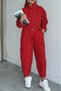 Red Color Standing Collar Shirt and Pants Set Per51460 - 2