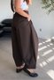 Brown Cuffed Barrel Pants with Pile Detail Per51475 - 3