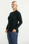 Round Neck Motif Knit Sweater - Black - 3