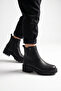 Black Genuine Leather, Fur Inside, Cold Resistant, Rubber Sole, Zippered Women's Boots Z1154