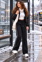 Women's Black Stoppered Leggings with Side Piping and 3 Thread Baggy Sweatpants