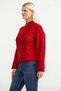 High Collar Casual Sleeve Wool Knitwear Cardigan - Red - 4