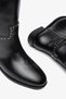 Women's Black Trocley Belted Riding Boots Flat Sole Below the Knee - 4