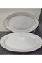 Porcelain Matte Gilded 2-Piece 35 cm (Large) Salad, Presentation, Boat Plate - 4
