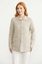 Knitted Motif Polo Collar Pocketed Knitwear Jacket - Light Beige - 2