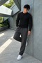 Men's Crew Neck Long Sleeve Black Sweatshirt - 3