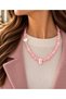 Handmade Pink Quartz Natural Stone Necklace with Pearl Heart Detail and Pink Quartz Pendant for Women - 3