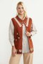 Hakim Collar Patterned Wool Knitwear Vest - Tile - 2