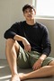 Men's Crew Neck Casual Black Sweatshirt - 3