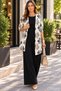 Timeless Elegance-Women's Leaf Print Long Jacket Blouse and Wide Leg Pants Three-Piece Set - 5