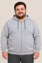 Men's oversized three-thread fleece-lined hooded full-zip winter sweatshirt - grey