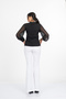 Women's Winter Black Olivia Blouse Front Zipper Tulle Sleeves Button Detailed Blouse 221 - 3