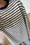 Navy Blue Striped Sweatshirt with Side Slits