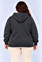 Oversized three-thread fleece-lined hooded winter sweatshirt with kangaroo pocket - smoke gray - 2