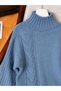 Hair Braid Detailed Full Turtleneck Knitwear Sweater - Baby Blue - 2